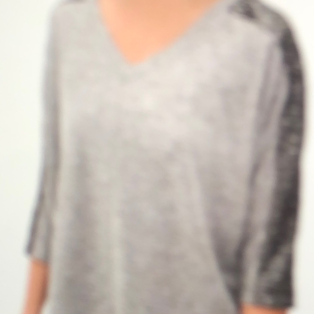 Daytrip Gray Blouse with Sequin Sleeves NWOT